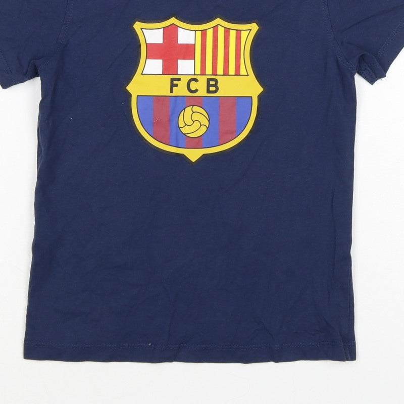 FC Barcelona Boys Blue 6 Years Logo Football Graphic T-Shirt