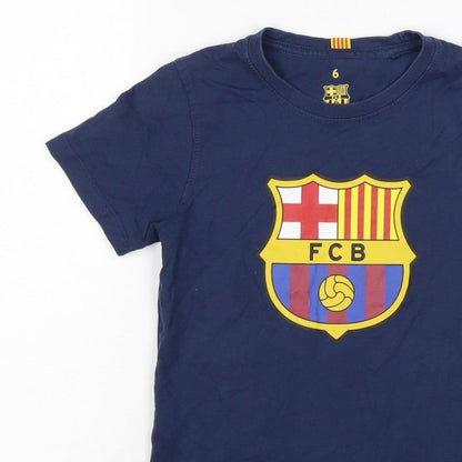 FC Barcelona Boys Blue 6 Years Logo Football Graphic T-Shirt
