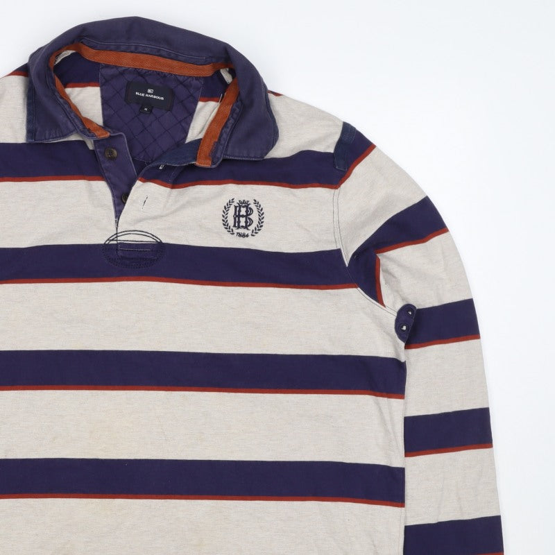 Marks and Spencer Blue Harbour Men’s Multicoloured XL Striped Rugby Polo