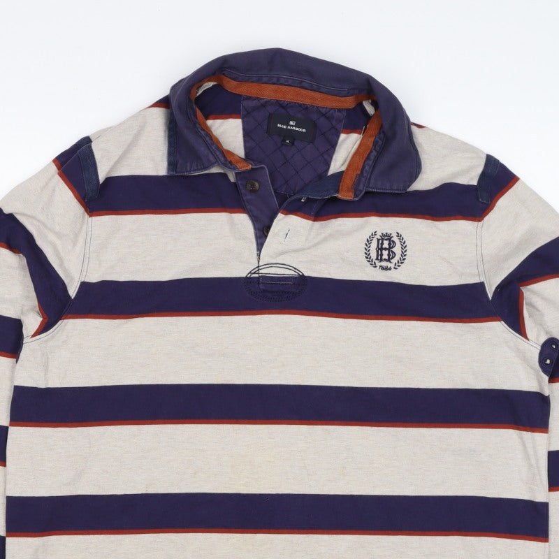 Marks and Spencer Blue Harbour Men’s Multicoloured XL Striped Rugby Polo