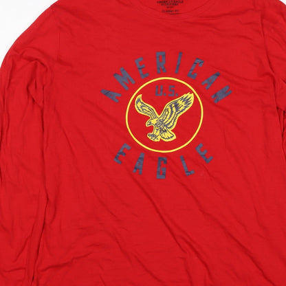 American Eagle Men’s Red XL Long Sleeve USA Eagle Graphic T-Shirt