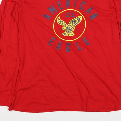 American Eagle Men’s Red XL Long Sleeve USA Eagle Graphic T-Shirt
