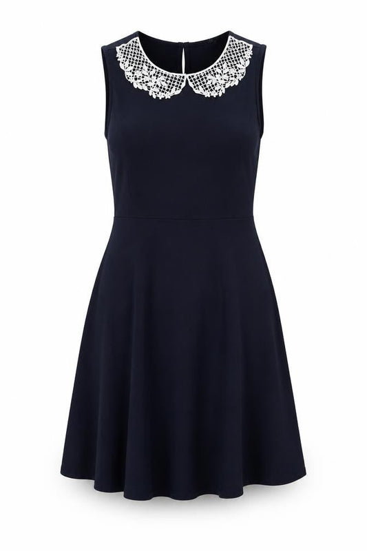 Dorothy Perkins Women Blue UK 12 Fit & Flare Sleeveless Lace Dress