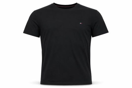 Front view of Tommy Jeans Men’s Black XL Regular Fit Logo Crew Neck T-Shirt