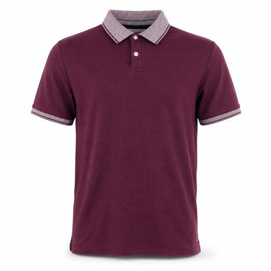 Charles Wilson Men's Burgundy L Cotton Polo Shirt Contrast Trim