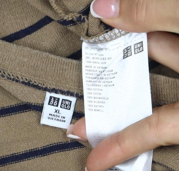 UNIQLO Women Brown Navy Stripe XL Boat Neck Long Sleeve Jersey Top