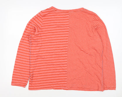 White Stuff Women’s Pink Stripe Cotton Jersey V-Neck Top UK 16