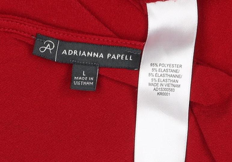 Adrianna Papell Women Red L Jersey Button Detail Balloon Sleeve Blouse