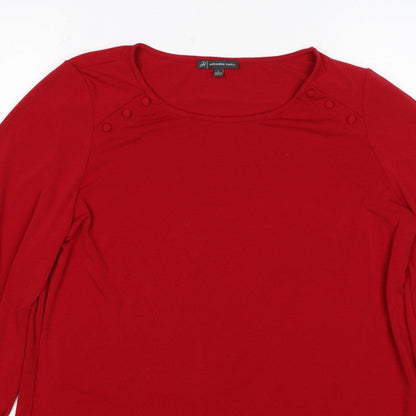 Adrianna Papell Women Red L Jersey Button Detail Balloon Sleeve Blouse