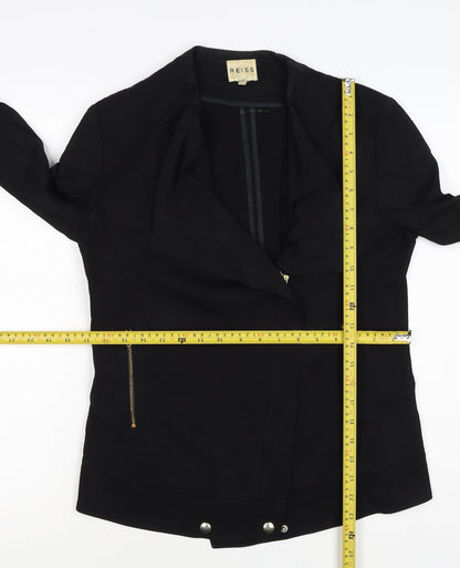 Reiss Women’s Black Size S Biker Jacket Gold Zip Lined