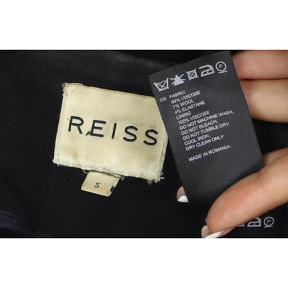 Reiss Women’s Black Size S Biker Jacket Gold Zip Lined