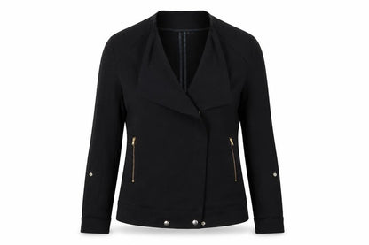Reiss Women’s Black Size S Biker Jacket Gold Zip Lined