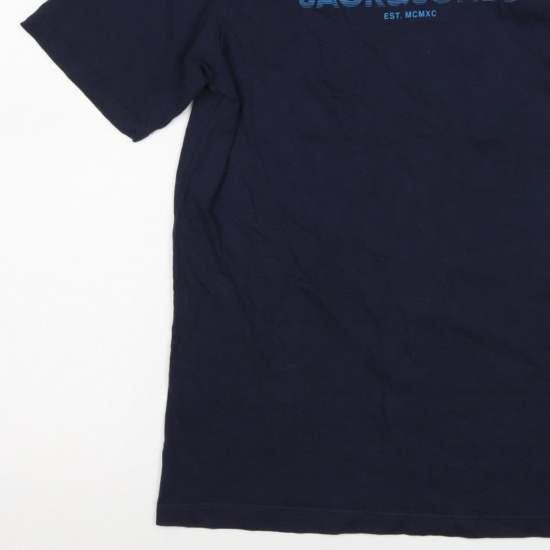 Additional view of Jack & Jones Teens Navy Blue XS Logo Graphic Crew Neck T-Shirt