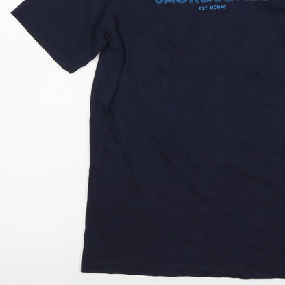 Additional view of Jack & Jones Teens Navy Blue XS Logo Graphic Crew Neck T-Shirt