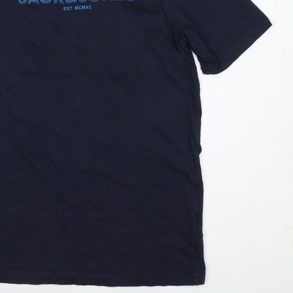 Additional view of Jack & Jones Teens Navy Blue XS Logo Graphic Crew Neck T-Shirt