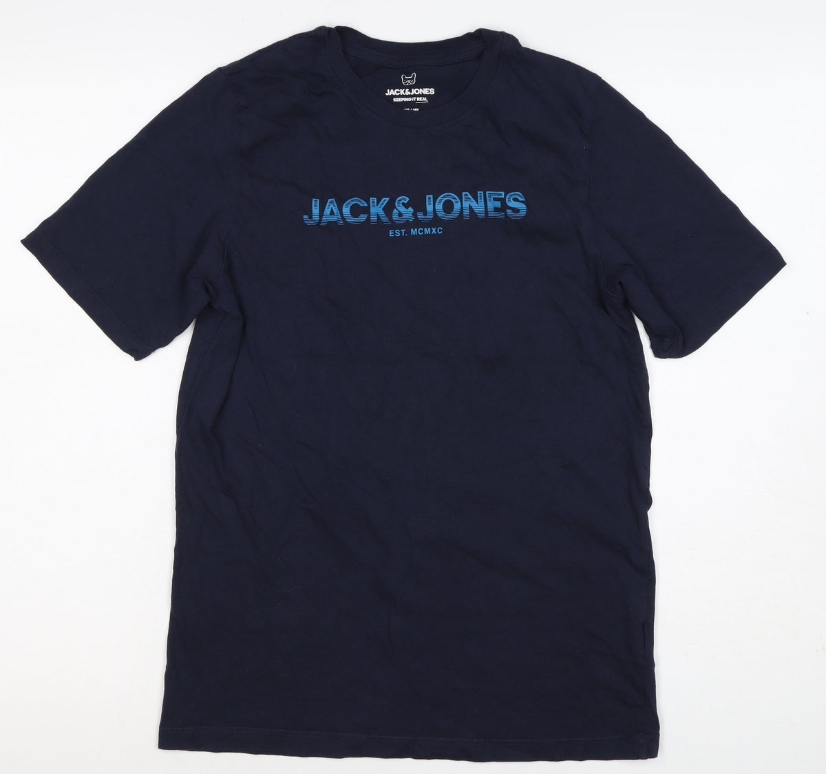 Back view of Jack & Jones Teens Navy Blue XS Logo Graphic Crew Neck T-Shirt