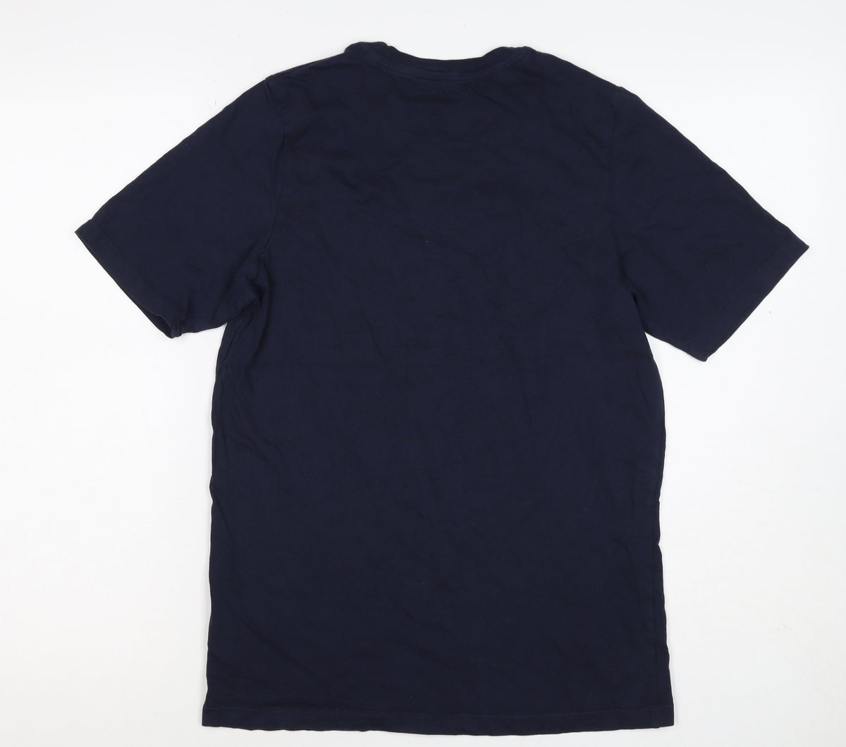 Close-up detail of Jack & Jones Teens Navy Blue XS Logo Graphic Crew Neck T-Shirt