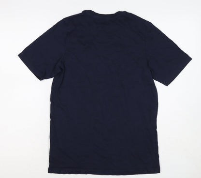 Close-up detail of Jack & Jones Teens Navy Blue XS Logo Graphic Crew Neck T-Shirt