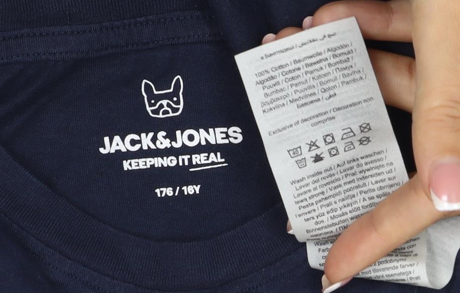 Additional view of Jack & Jones Teens Navy Blue XS Logo Graphic Crew Neck T-Shirt