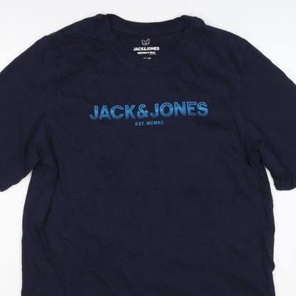 Additional view of Jack & Jones Teens Navy Blue XS Logo Graphic Crew Neck T-Shirt
