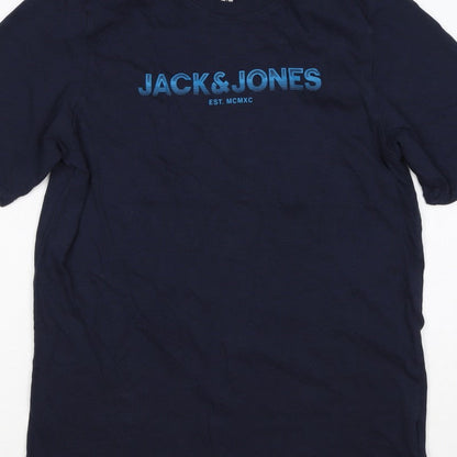 Additional view of Jack & Jones Teens Navy Blue XS Logo Graphic Crew Neck T-Shirt