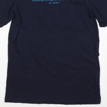 Additional view of Jack & Jones Teens Navy Blue XS Logo Graphic Crew Neck T-Shirt