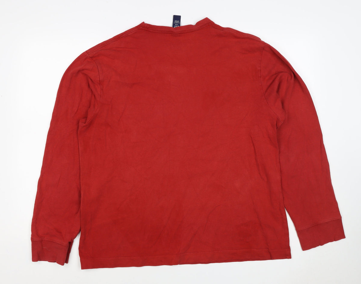 Gap Men's Red L Crew Neck Cotton Pullover Sweatshirt Long Sleeve