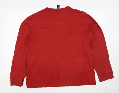 Gap Men's Red L Crew Neck Cotton Pullover Sweatshirt Long Sleeve