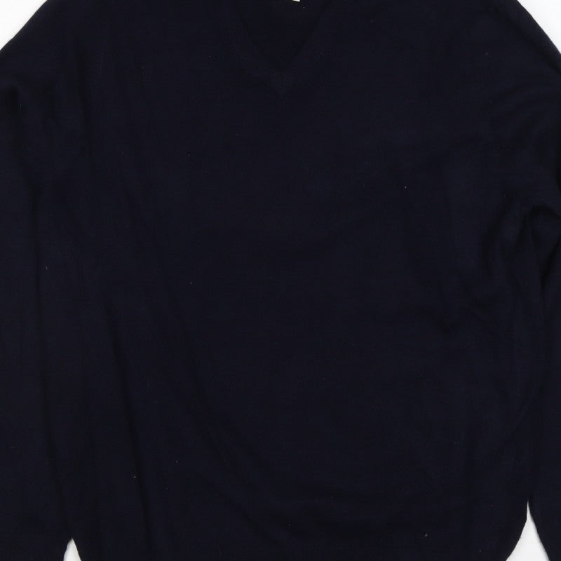 Autograph Men’s Blue L Pure Cashmere V-Neck Pullover Jumper