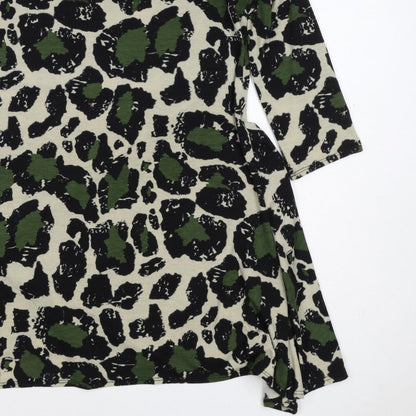 Mina Kenner Women’s Green Leopard Print Fit & Flare Dress UK 16