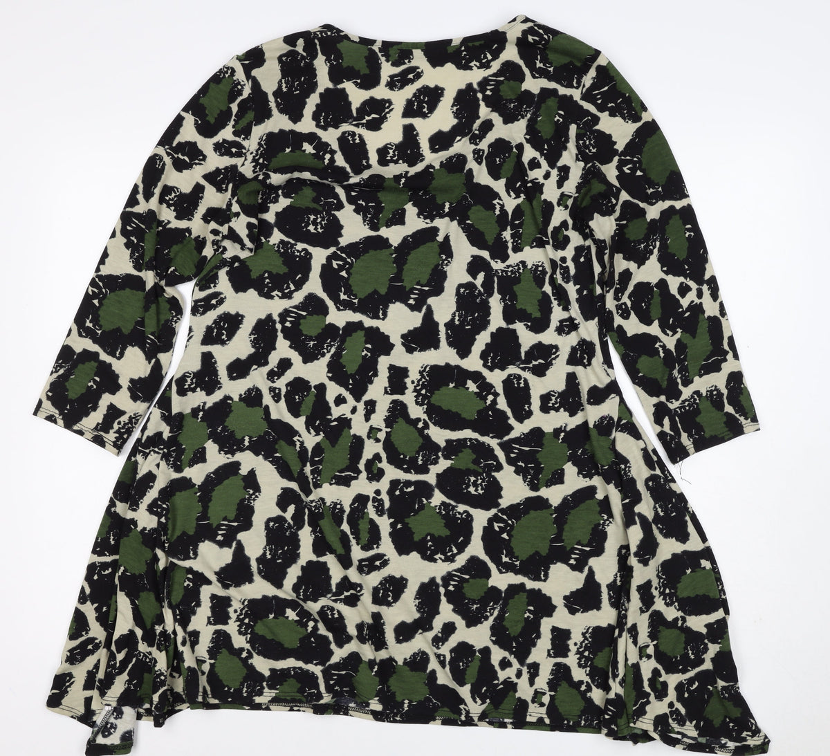Mina Kenner Women’s Green Leopard Print Fit & Flare Dress UK 16