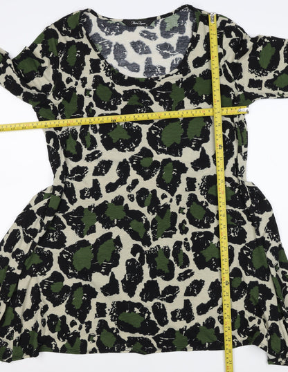 Mina Kenner Women’s Green Leopard Print Fit & Flare Dress UK 16