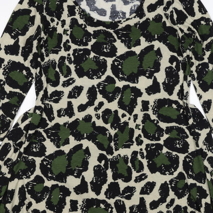 Mina Kenner Women’s Green Leopard Print Fit & Flare Dress UK 16
