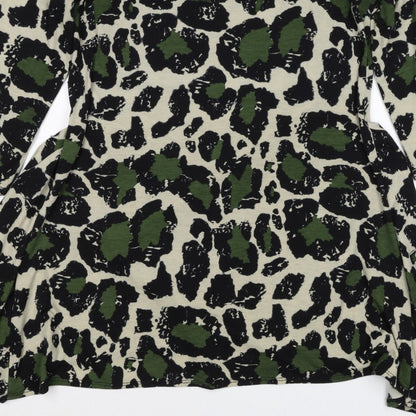 Mina Kenner Women’s Green Leopard Print Fit & Flare Dress UK 16