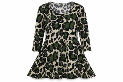 Mina Kenner Women’s Green Leopard Print Fit & Flare Dress UK 16