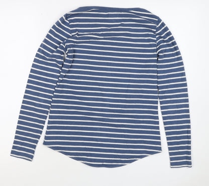 Fat Face Women Blue White Stripe UK 8 Jersey Long Sleeve T-Shirt
