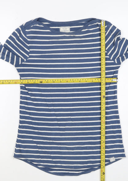 Fat Face Women Blue White Stripe UK 8 Jersey Long Sleeve T-Shirt