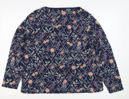 Joules Women's Multicoloured Floral UK 16 Long Sleeve Cotton Jersey T-Shirt