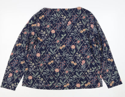 Joules Women's Multicoloured Floral UK 16 Long Sleeve Cotton Jersey T-Shirt