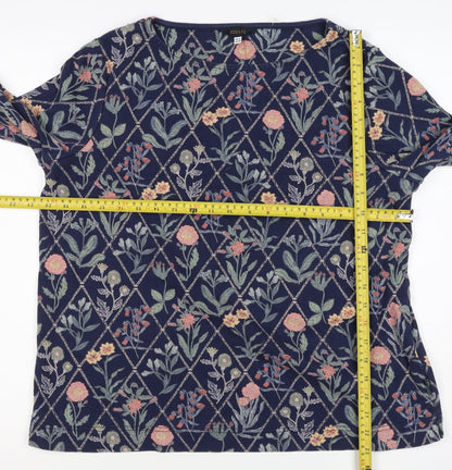 Joules Women's Multicoloured Floral UK 16 Long Sleeve Cotton Jersey T-Shirt