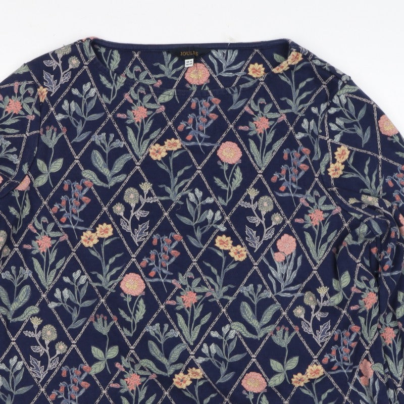 Joules Women's Multicoloured Floral UK 16 Long Sleeve Cotton Jersey T-Shirt