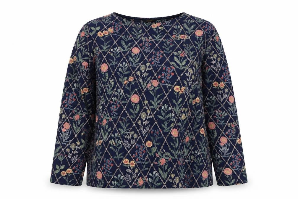 Joules Women's Multicoloured Floral UK 16 Long Sleeve Cotton Jersey T-Shirt