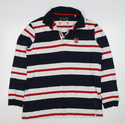Cotton Traders Men’s Multicoloured 2XL Striped Long Sleeve Rugby Polo