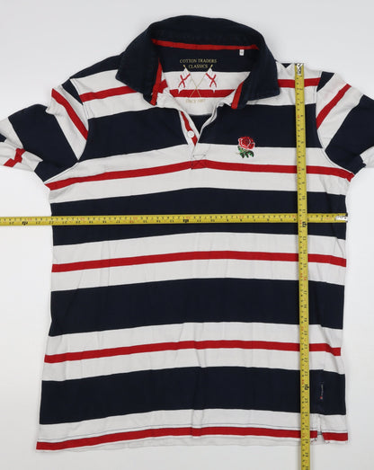 Cotton Traders Men’s Multicoloured 2XL Striped Long Sleeve Rugby Polo