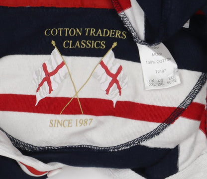 Cotton Traders Men’s Multicoloured 2XL Striped Long Sleeve Rugby Polo