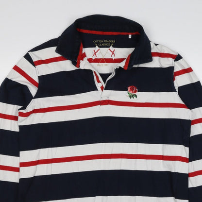 Cotton Traders Men’s Multicoloured 2XL Striped Long Sleeve Rugby Polo