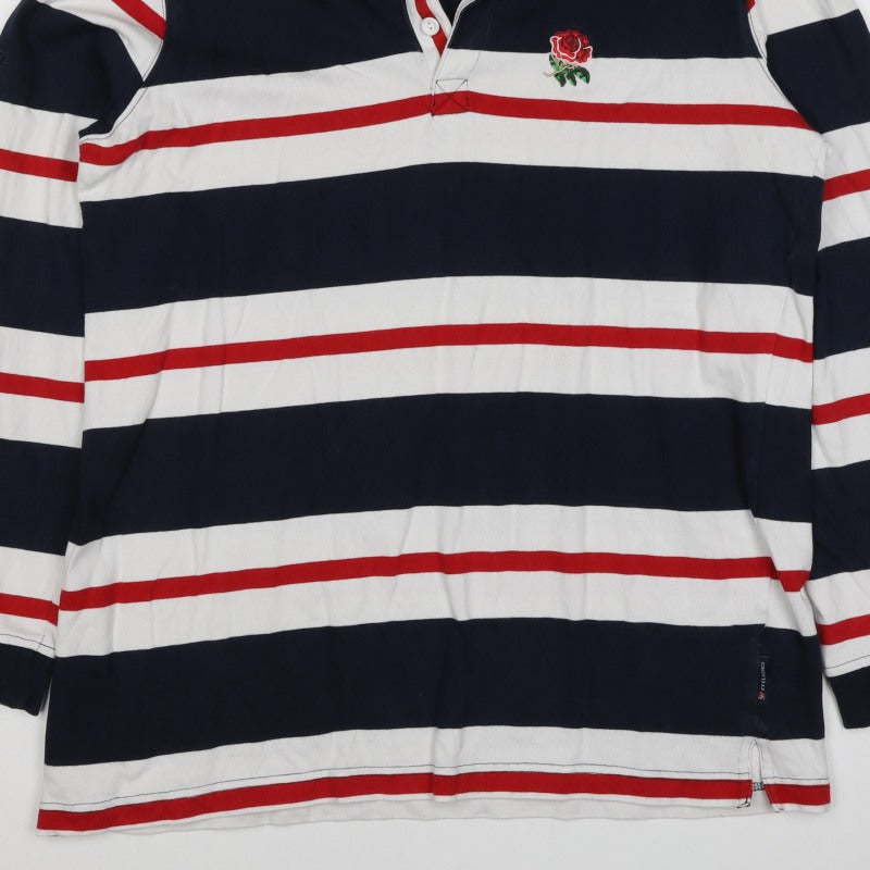 Cotton Traders Men’s Multicoloured 2XL Striped Long Sleeve Rugby Polo