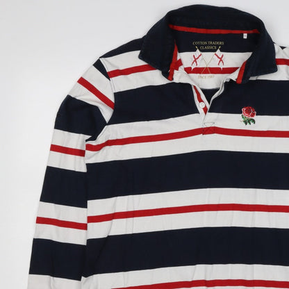 Cotton Traders Men’s Multicoloured 2XL Striped Long Sleeve Rugby Polo