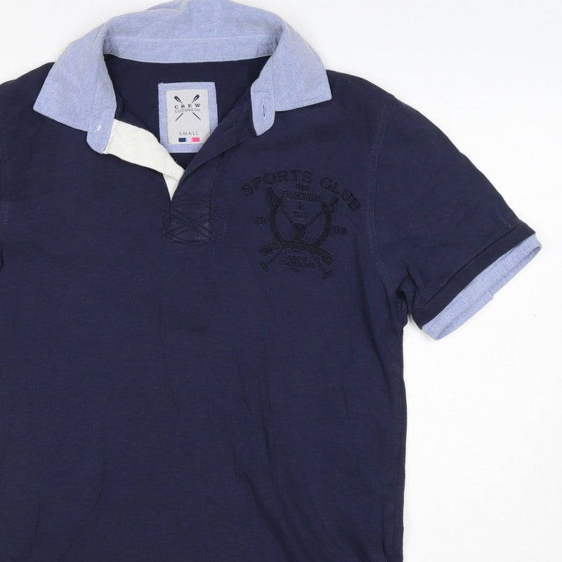 Crew Clothing Co Men’s Blue Small Embroidered Sports Club Polo Shirt