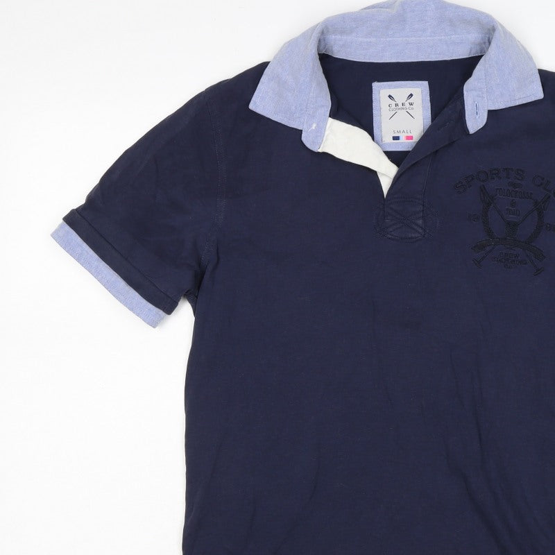 Crew Clothing Co Men’s Blue Small Embroidered Sports Club Polo Shirt